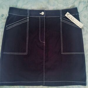 Nicole Miller Artelier Contrast Stitch Utility Skirt - Navy - NWT - Size 8
